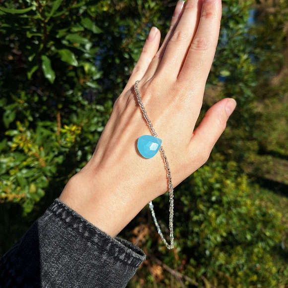 Blue Chalcedony, Czech Glass Necklace ~ Artisan Jewelry - Picture 5 of 8